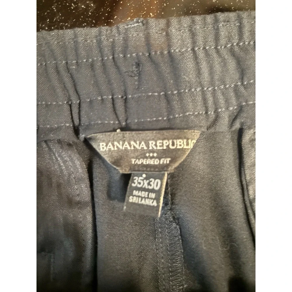Banana Republic Mens 36x25 Tapered Fit‎ Athletic Chino Pants Navy Cuffed Tie